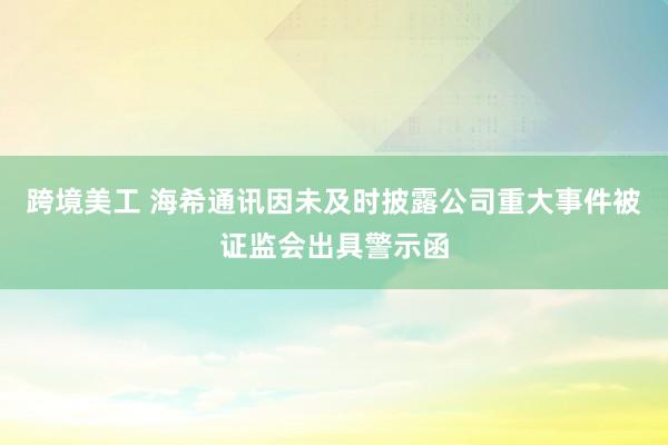 跨境美工 海希通讯因未及时披露公司重大事件被证监会出具警示函