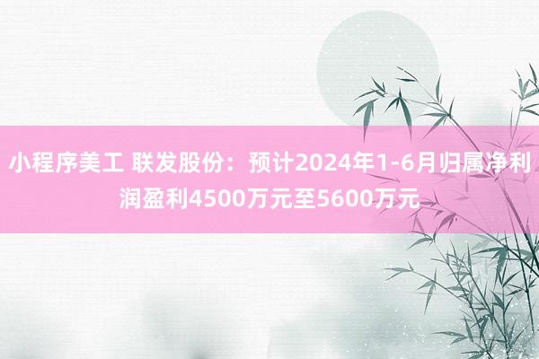 小程序美工 联发股份：预计2024年1-6月归属净利润盈利4500万元至5600万元