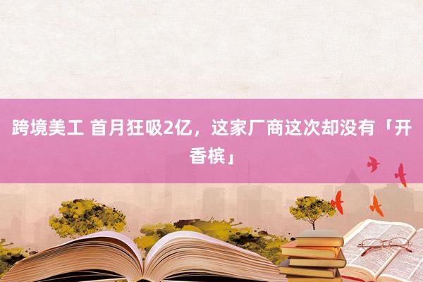 跨境美工 首月狂吸2亿，这家厂商这次却没有「开香槟」